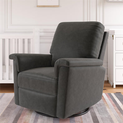 Terrin Swivel Glider Recliner - Distressed Charcoal Black