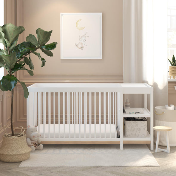 Calista Two Tone 4-in-1 Crib & Changer Combo - White