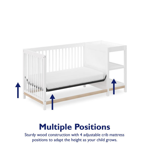 Calista Two Tone 4-in-1 Crib & Changer Combo - White