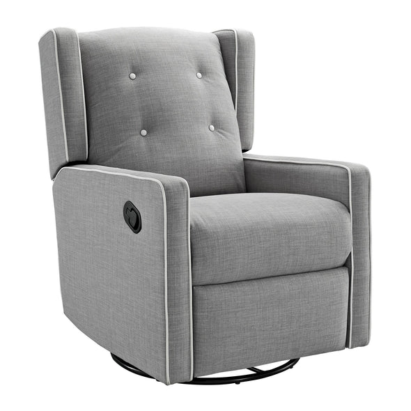 Mikayla Swivel Glider Recliner Chair - Grey Linen
