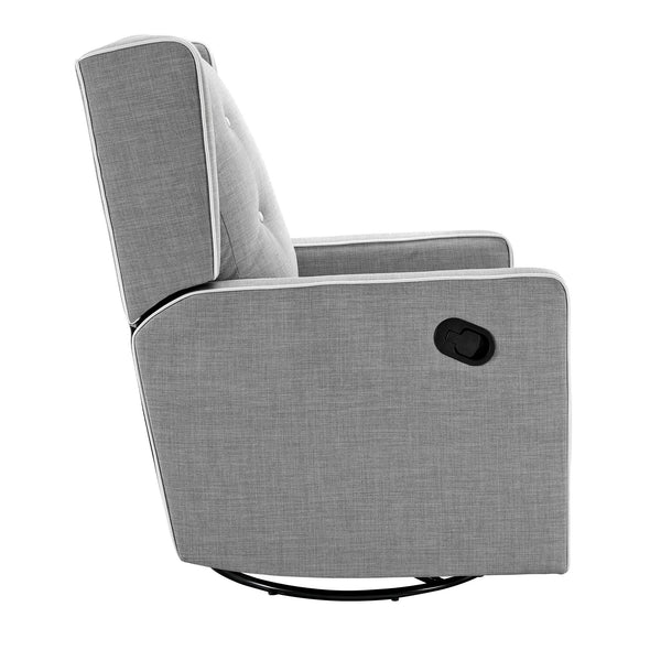 Mikayla Swivel Glider Recliner Chair - Grey Linen