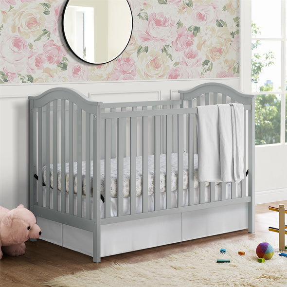 Adelyn 2-in-1 Convertible Wood Crib - Gray - N/A
