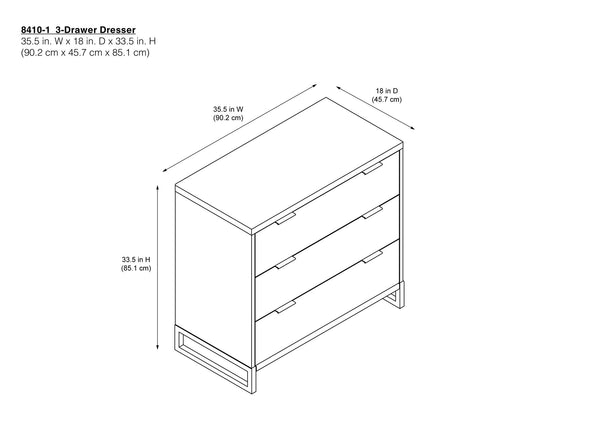 Juniper 3-Drawer Dresser - Black - N/A