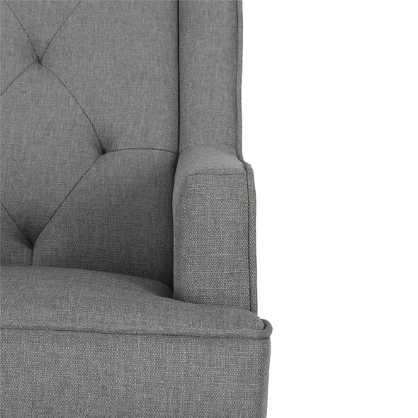 Bennet Transitional Wingback Rocker Chair - Grey Linen - N/A