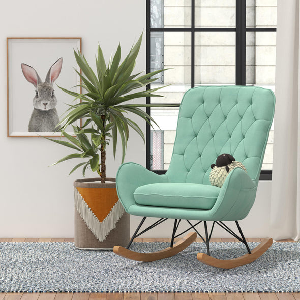 Noah Rocker Chair with Side Storage Pockets - Teal