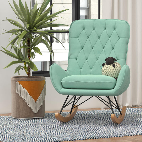 Noah Rocker Chair with Side Storage Pockets - Teal