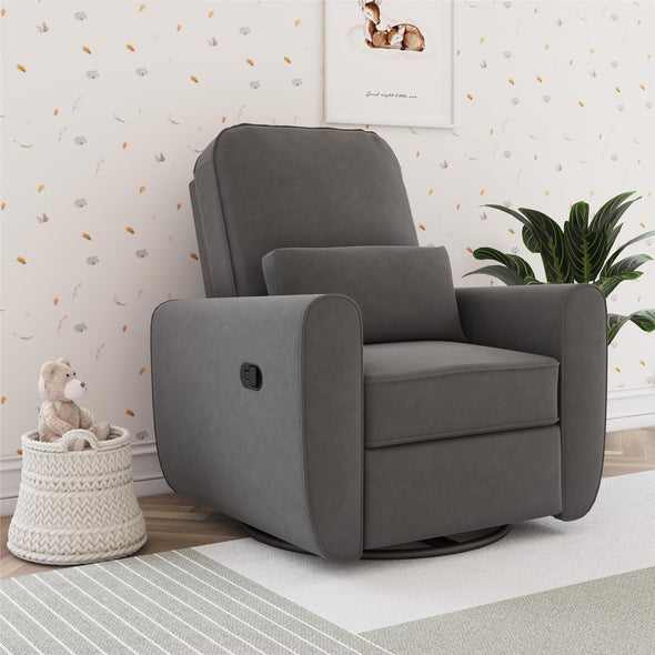 Baby Relax Kennedy Gliding Swivel Recliner Chair, Gray Velvet DISPLAY - Gray