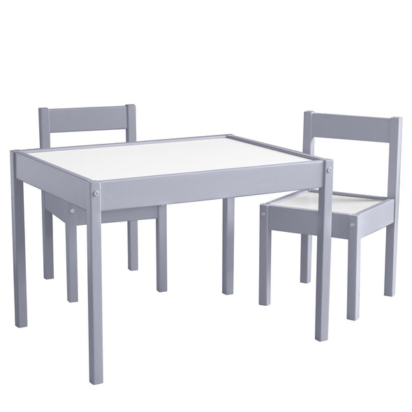 Hunter 3-Piece Kiddy Table & Chair Set - Gray - N/A