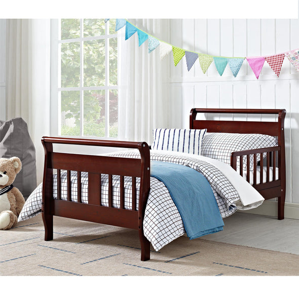Sleigh Toddler Bed with Safety Rails - Cherry